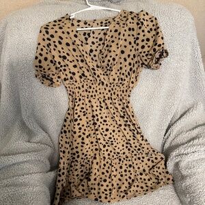 Brown dotted small dress